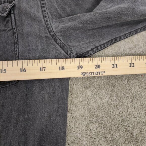 Zara Man's Button Down Jean Shirt in Dark Gray Size Medium Snap Button Western - Picture 8 of 11